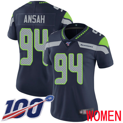 Seattle Seahawks Limited Navy Blue Women Ezekiel Ansah Home Jersey NFL Football #94 100th Season Vapor Untouchable->seattle seahawks->NFL Jersey